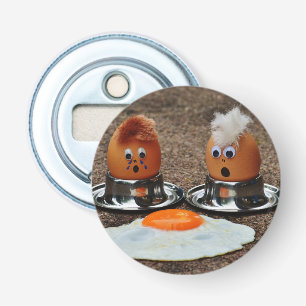 Grappige eieren button flesopener
