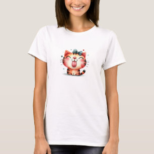 Grappige eigenzinnige stak uit tong kat t-shirt