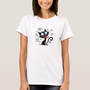 Grappige eigenzinnige zwarte kat t-shirt