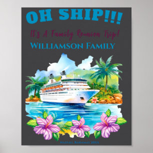 Grappige Eiland Cruise Schip Familie Reünie Poster