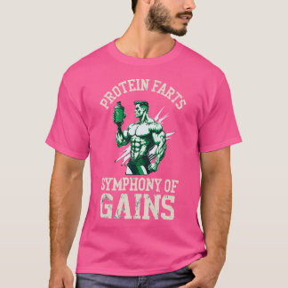 Grappige eiwit scheten opheffen van spieren workou t-shirt