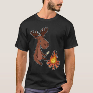 Grappige eland kamperen kampvuur tenten verkenners t-shirt