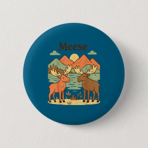 Grappige eland rendier schattig natuur dieren in h ronde button 5,7 cm