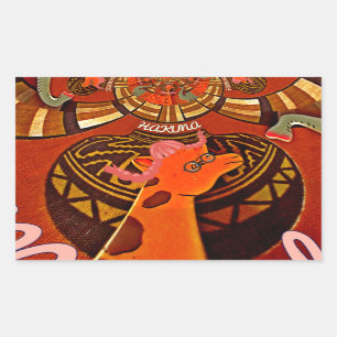 Grappige Elegante Giraffe Accessoire Afrikaanse St Rechthoekige Sticker