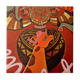 Grappige Elegante Giraffe Accessoire Afrikaanse St Tegeltje