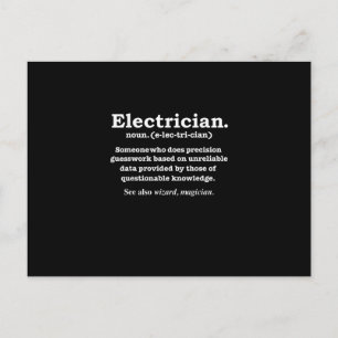 Grappige elektricien definitie cadeau afstuderen briefkaart