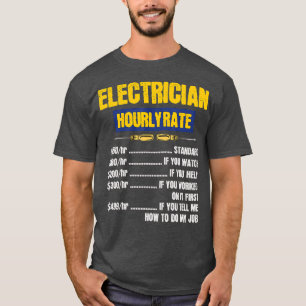 Grappige elektricien Per Uur Tarieven Lineman Retr T-shirt