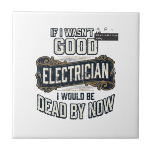 Grappige elektricien vintage gravure citaat ontwer tegeltje