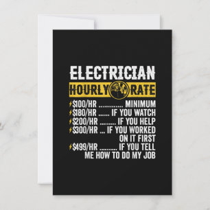 Grappige elektriciens kleding, uurtarief mannen notitiekaartje