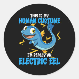 Grappige Elektrische Eel Kostuum Design Dierenvrie Ronde Sticker