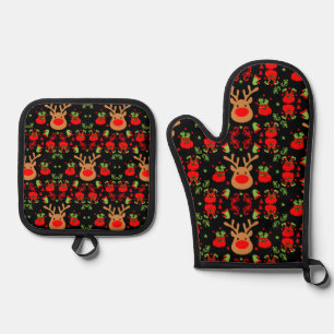 Grappige Elf Christmas Wrapping Ovenwant & Pannenlap Set