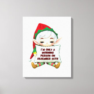 Grappige Elf Kerst Canvas Muurkunst Afdruk