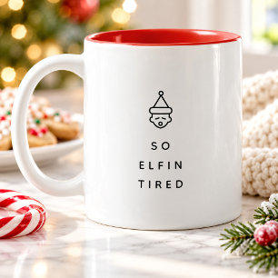 Grappige ELF Kerstmorgen Kousenvuller Tweekleurige Koffiemok