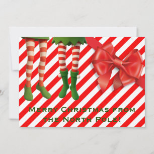 Grappige Elf Legs Kerstkaart Noordpool Schelmens