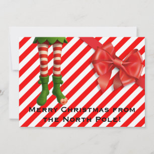 Grappige Elf Legs Kerstkaart   Noordpool Schelmens
