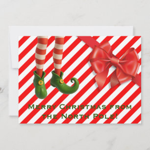 Grappige Elf Legs Kerstkaart   Noordpool Schelmens