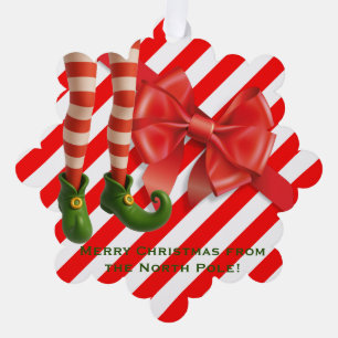 Grappige Elf Legs Kerstkaart   Noordpool Schelmens Ornament Kaart