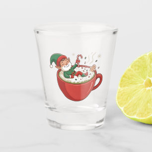 Grappige Elf neemt Bathub op Matcha Drink Shot Glas