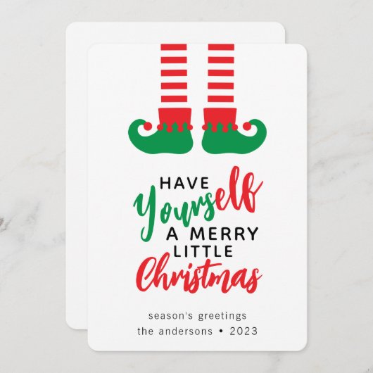 Grappige Elf Prettig Kerstfeest Feestdagenkaart (Voorkant / Achterkant)