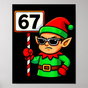 Grappige Elf Zes Zeven 6 7 Meme Kerst Kleding 67 Poster