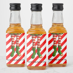 Grappige Elfenbenen Kerstmis Noordpool Ondeugd Likeurfles Etiket