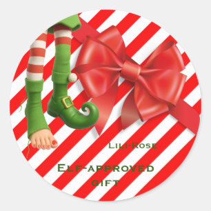 Grappige Elfenbenen Kerstmis   Noordpool Schelmens Ronde Sticker