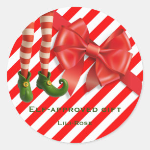 Grappige Elfenbenen Kerstmis   Noordpool Schelmens Ronde Sticker