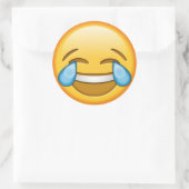 Grappige emoji glanzende ronde sticker (Tas)