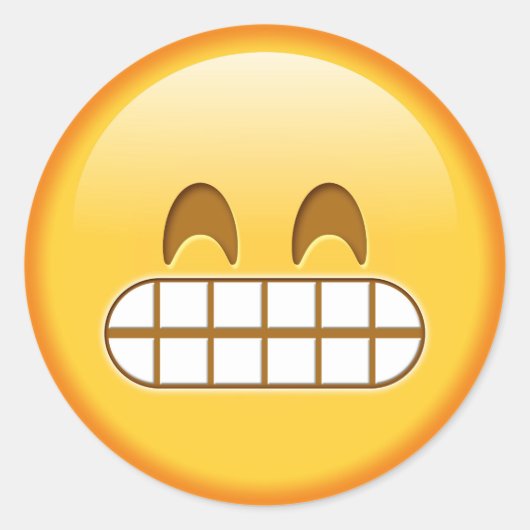 Grappige emoji glanzende ronde sticker (Voorkant)