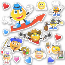 Grappige emoji personages Custom-Cut Vinyl Sticker