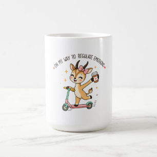 Grappige emotionele regulatie gazelle met koffie koffiemok