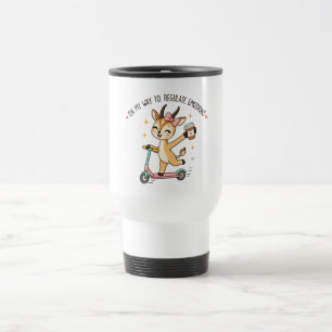 Grappige emotionele regulatie gazelle met koffie reisbeker