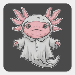 Grappige en griezelige Axoltol Amfibie Halloween G Vierkante Sticker