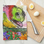 Grappige en kleurrijke Waterverf Ezel Keuken Handd Theedoek (Quarter Fold)