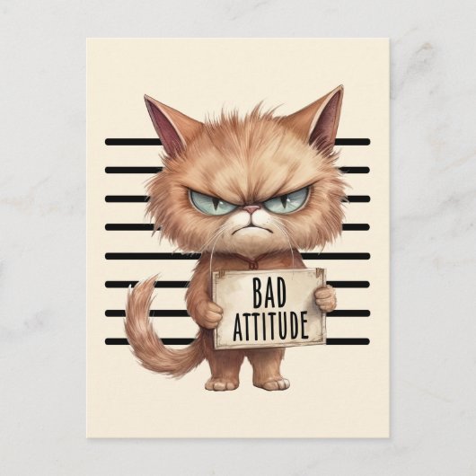 Grappige en Leuke Kat Mugshot Briefkaart (Voorkant)