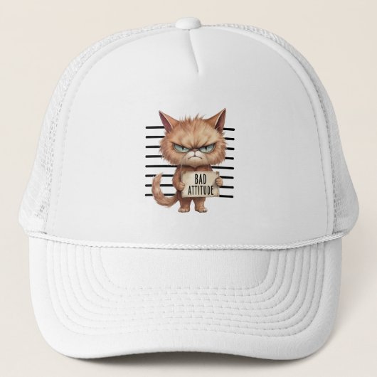 Grappige en Leuke Kat Mugshot Trucker Pet (Voorkant)