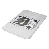 Grappige en Leuke Zwarte Kat Mugshot Badmat (Gekanteld)