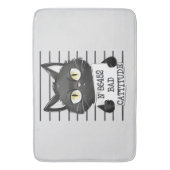 Grappige en Leuke Zwarte Kat Mugshot Badmat (Voorkant Verticaal)