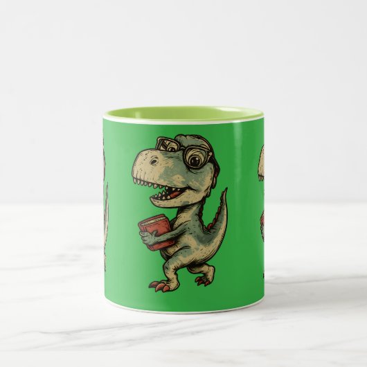 Grappige en schattige dino tweekleurige koffiemok (Center)