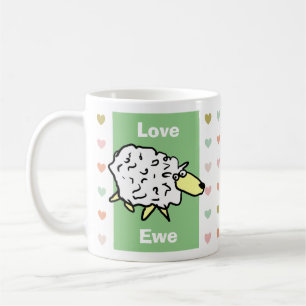 Grappige en schattige 'Love You' schaap woordspeli Koffiemok