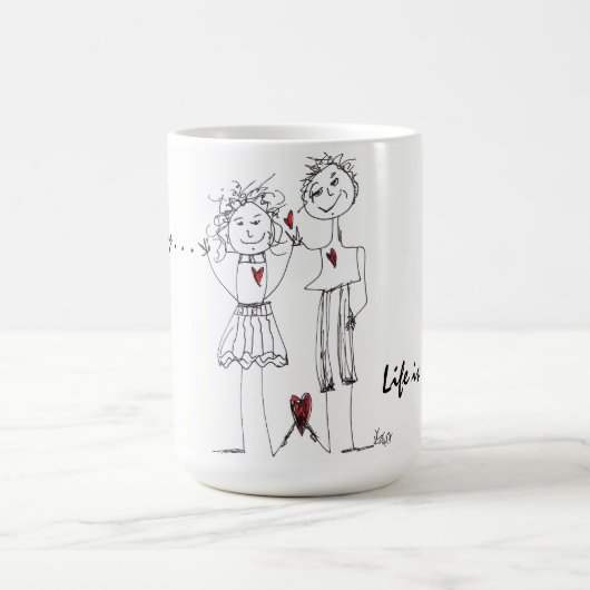 Grappige en Schattigee Stick Figuur Mensen Mok (Center)
