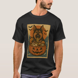 Grappige enge Duitse herder Pompoen Japanse Rame T-shirt