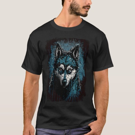 Grappige enge husky t-shirt (Voorkant)