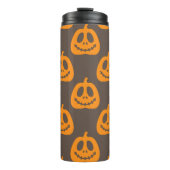 Grappige Enge Pompoen Glimlach Gezichten Thermisch Thermosbeker (Voorkant)