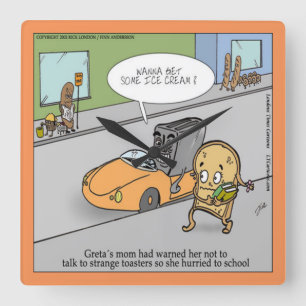 Grappige enge toaster wandklok vierkante klok