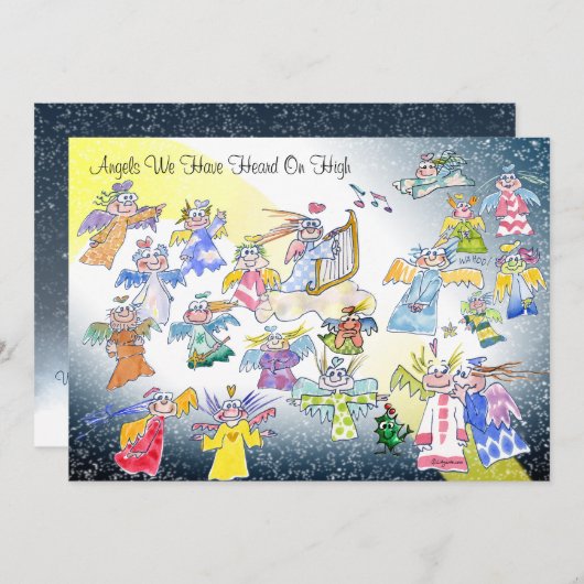 Grappige engelen die we op hoge vakantie hebben ge feestdagenkaart (Voorkant / Achterkant)