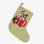 Grappige Engelse Bulldog Hond Kerstboom Lichtjes Kleine Kerstsok (Voorkant (Hangend))