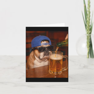 Grappige Engelse Bulldog Meme Drinkende Bier Hond Kaart