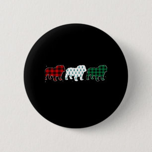 Grappige Engelse Bulldog Red Plaid Christmas Dog L Ronde Button 5,7 Cm
