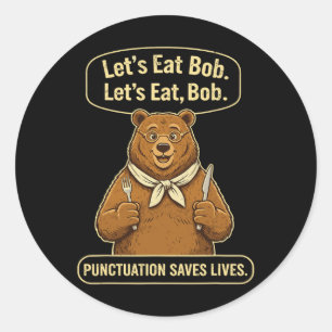 Grappige Engelse leraar Beer laat ons Grammatica e Ronde Sticker